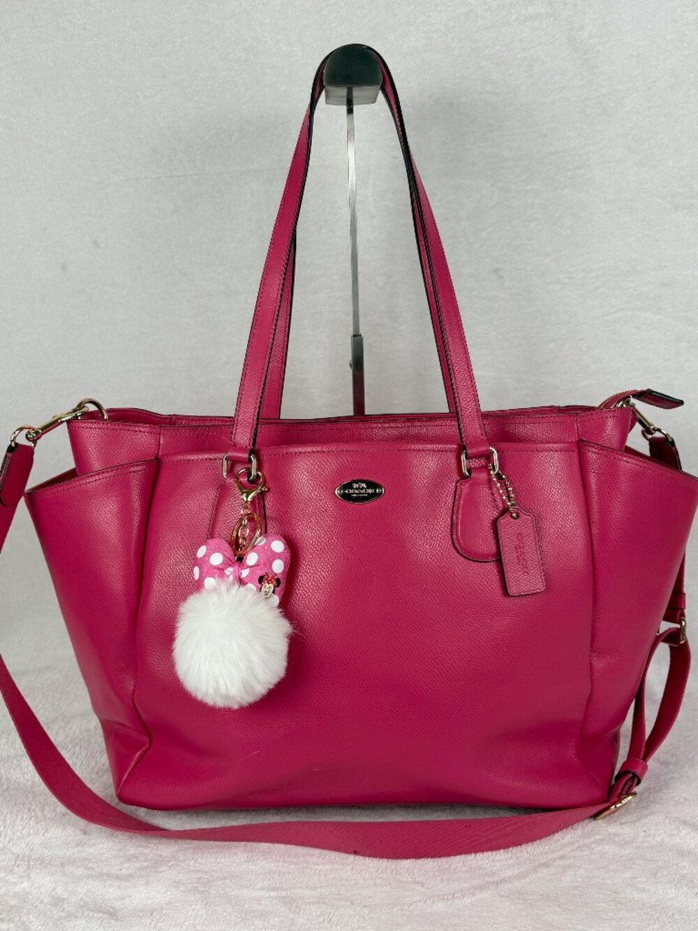 Coach Peyton Multifunction Baby Diaper Bag Dahlia Pink with Changing Pad/Charm